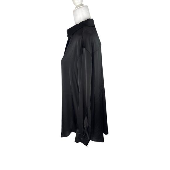 And Now This Button Down Black Satin Long Sleeve Top NWT - Picture 3 of 8